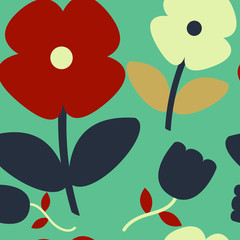 Seamless pattern vector design, various flower with leaf, for fabric print, wallpaper, background, scarf. 