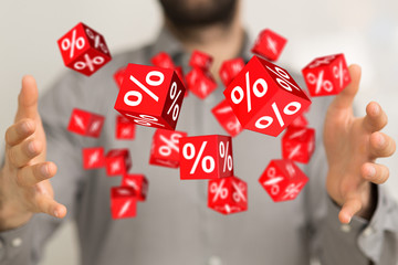 Discount and commission concept 3d