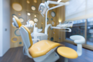 Blurred chair for children in dentistry room