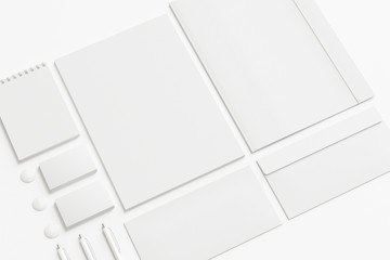 Blank branding stationery set isolated on white as template for identity design presentation