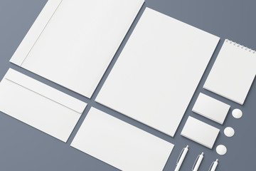 Blank branding stationery set isolated on grey as template for identity design presentation