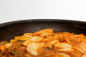 Delicious Tteokbokki on white background