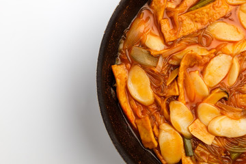 Delicious Tteokbokki on white background