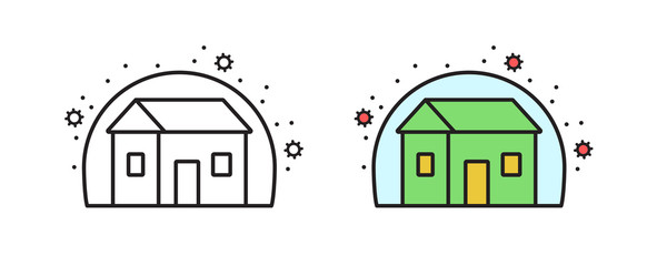 Self-isolation icon. Simple linear symbol. Home quarantine from Coronavirus.