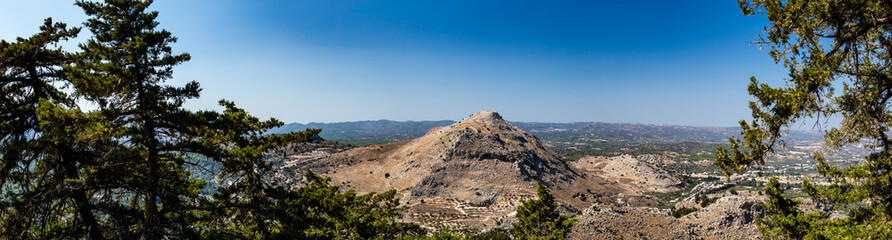 Fototapeta na wymiar panorama of mountains lindos Greece
