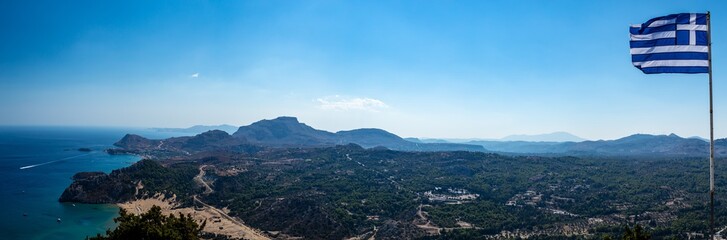 Fototapeta na wymiar view of mountains sea lindos panorama of mountains lindos Greece 