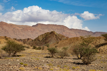 View of mountains around Wadi al Batha at Wadi Bani Khalid near Bidiyya in Oman