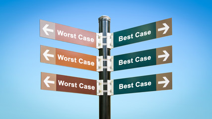 Obraz premium Street Sign to Best versus Worst Case
