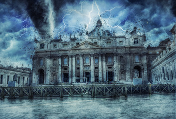 Tornado over Vatican City and St Peters Square - obrazy, fototapety, plakaty