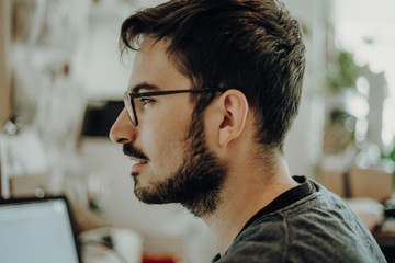 Working engineer in home office during quarantine