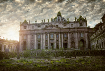 Fototapeta na wymiar Weeds and greenery taking over the Vatican City