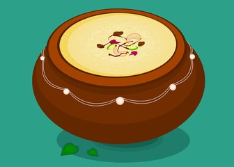 Rabri or Rabdi indian Sweet Dish Food Vector