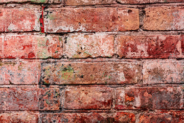 Texture of a brick wall with cracks and scratches which can be used as a background