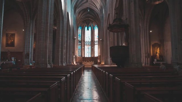 Central aisle of a Gothic cathedral
