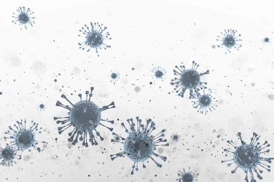 Dirty germ bacteria space Covid Sars Mers danger Virus droplet 3D Illustration concept for background.