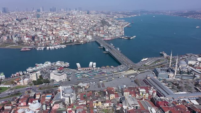 Eminonu Aerial Drone View at Covid-19 Isolation Days