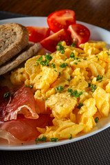 Fresh omelette with ham