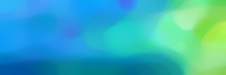 soft blurred horizontal header background with dodger blue, pastel green and light green colors and space for text
