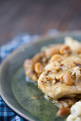 Chicken breast with pasta and peanuts sauce