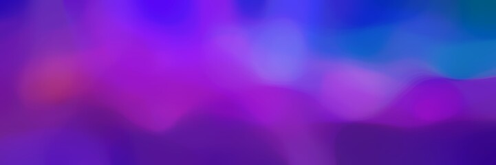 blurred bokeh iridescent horizontal banner background with dark orchid, dark magenta and strong blue colors space for text or image - obrazy, fototapety, plakaty