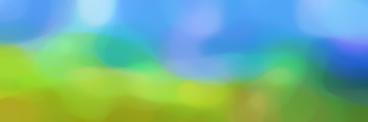 unfocused smooth horizontal card background texture with corn flower blue, yellow green and pastel green colors and space for text or image