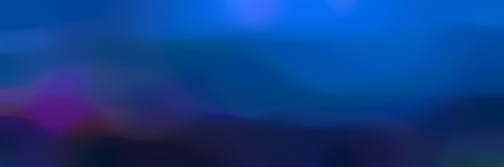 smooth iridescent horizontal banner background bokeh graphic with midnight blue, strong blue and very dark blue colors and space for text or image