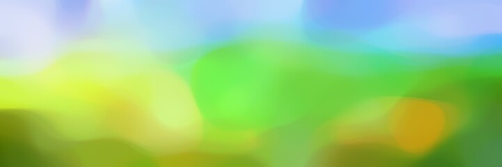 blurred iridescent horizontal card background with light blue, yellow green and dark khaki colors and space for text or image