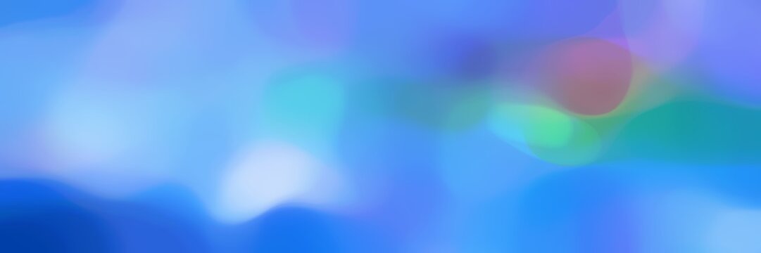 soft blurred horizontal header background bokeh graphic with corn flower blue, light steel blue and strong blue colors and free text space