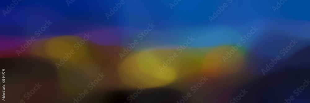 Poster blurred bokeh horizontal banner background with strong blue, very dark blue and brown colors and spa