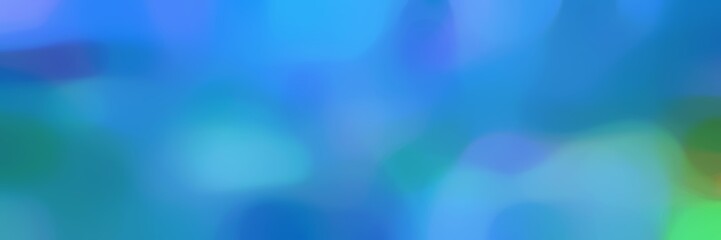 blurred horizontal header background graphic with steel blue, medium sea green and corn flower blue colors and space for text