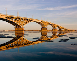 bridge reflected in the river