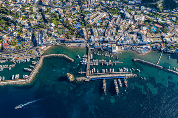 Aerial drone photo of Isola de Ischia, Italy - obrazy, fototapety, plakaty