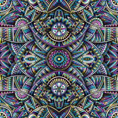 Abstract ethnic rug ornamental seamless pattern. Vector vintage background.