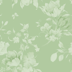 Watercolor seamless pattern with tulip flowers. Watercolor decoration pattern. Vintage watecolor background. Perfect for wallpaper, fabric design, wrapping paper, surface textures, digital paper.