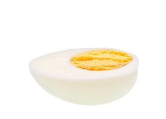 half boiled egg isolated on white background.