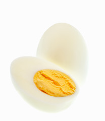 boiled chicken egg isolated on white background.