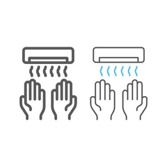 Hand dryer line and color line icon, wash and hygiene, warm sign, vector graphics, a linear pattern on a white background, eps 10.
