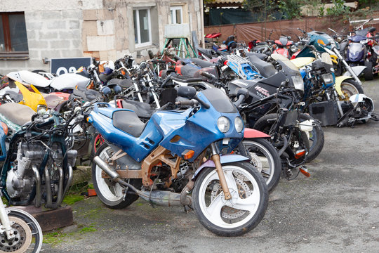 motorcycle Scrap yard old used motorbike breaker