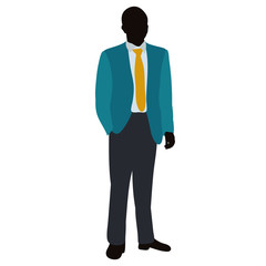  isolated, silhouette in colored clothes male businessman in a tie
