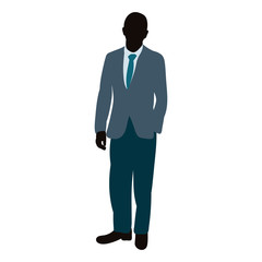  isolated, silhouette in colored clothes male businessman in a tie