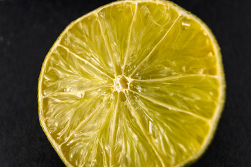 A lemon cut in half photographed with macro photography