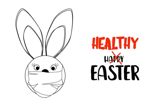 rabbit in a medical mask. Easter concept. Easter quarantine..