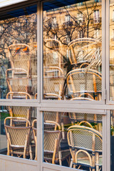 alert, brasserie, business, cafe, chair, champs élysées paris, city, closed, closed door, closure, commercial, consumerism, coronavirus, covid-19 paris, crisis, disease, empty, europe, european, food,