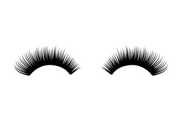 Eyelash long and thick. Mascara extension illustration. False lash logo. Vector icon design. Fashion - obrazy, fototapety, plakaty
