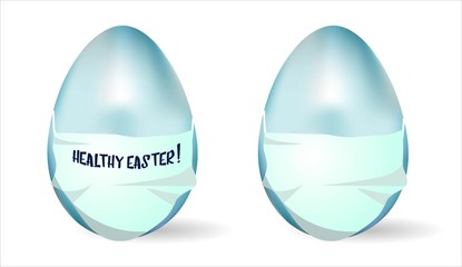WebRealistic masked egg. Easter and coronavirus. Quarantine.COVID 19.HAPPY EASTER.Be healthy .