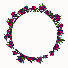 Floral border frames. Spring foliage composition, flower wreath circle arrangement. element for graphic design. invitation template, isolated floral background with space for text. wedding invitations