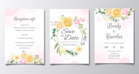 Fototapeta na wymiar Wedding card and invitation card with beautiful roses template