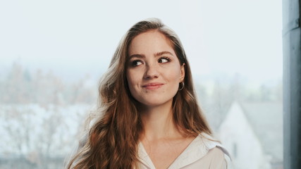 Portrait Of Beautiful Red-Haired Girl.