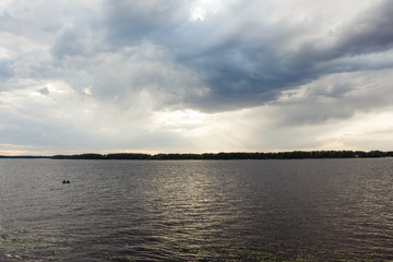 sunset over river