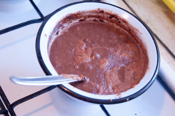 making homemade chocolate